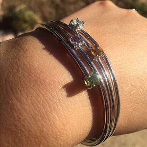 Multicolored Gemstone Cuff Bracelet